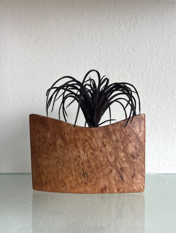 Hand Carved Burl Wood Bud Vase
